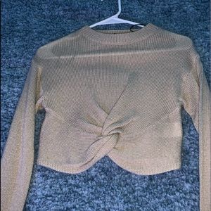 Cropped long sleeve sweater
